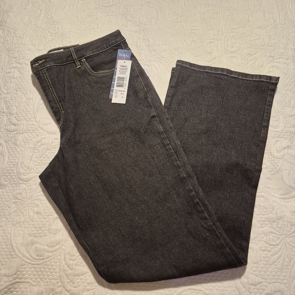 Tribal jeans women's black size 12, 5 pocket, boot cut, stretch NWT